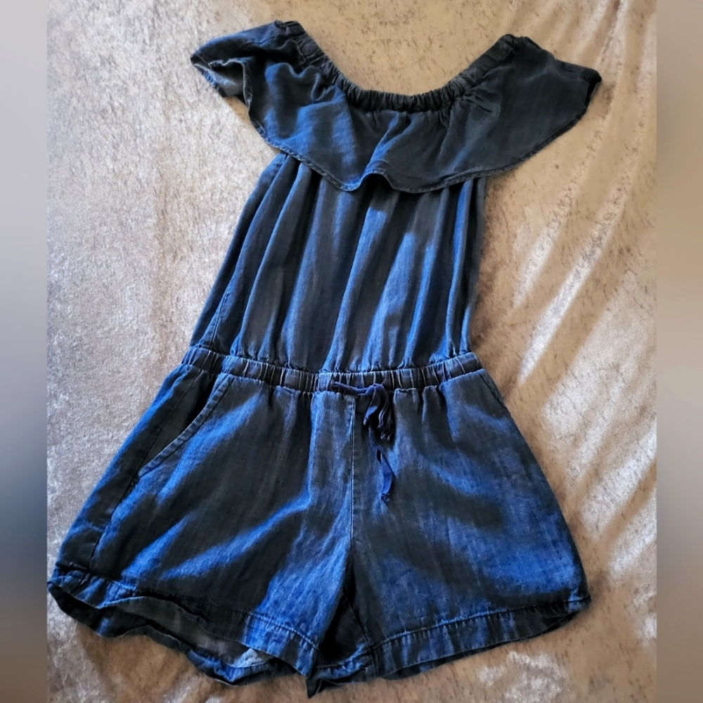 Size M denim romper,  casual off shouldered